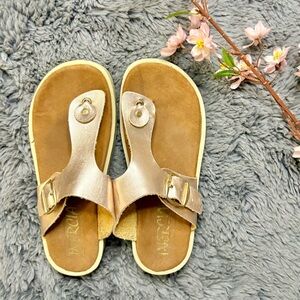 Gold Rose Toe Ring Loop Sandals